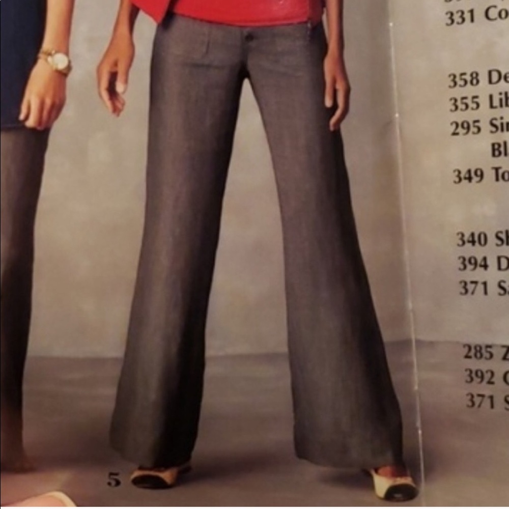 NWT Cabi 371 gray 100% linen Sailor wide leg pant T1259